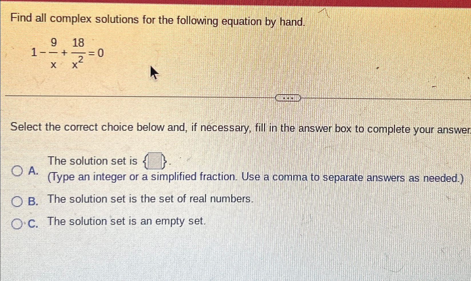 Solved Find all complex solutions for the following equation | Chegg.com