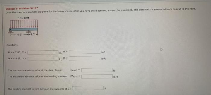 Solved Chapter 5, Problem 5/117 Draw the shear and moment | Chegg.com