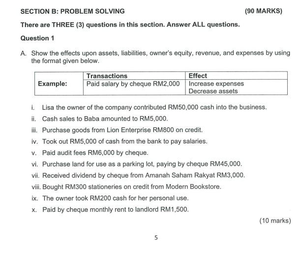 Solved SECTION B: PROBLEM SOLVING (90 MARKS) There Are THREE | Chegg.com