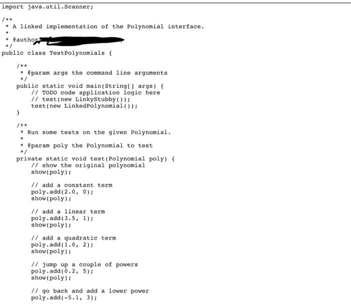 Solved Polynomial Implementation (ADT Implementation Using | Chegg.com