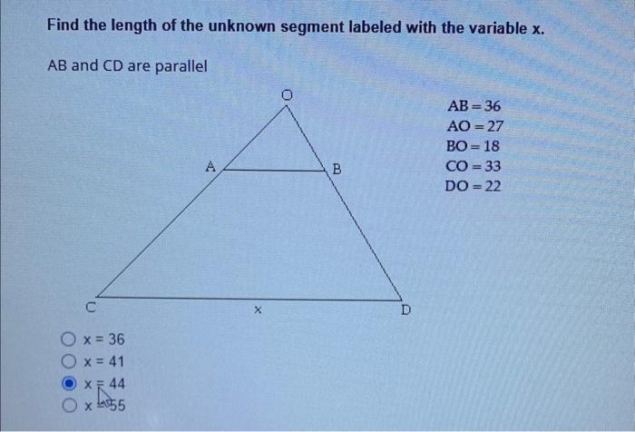 Solved Find the length of the unknown segment labeled with | Chegg.com