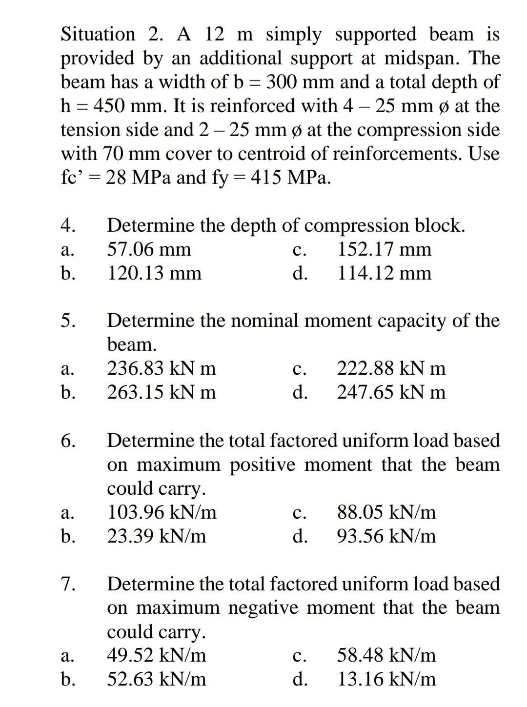 Solved Situation 2. A 12 m simply supported beam is provided | Chegg.com