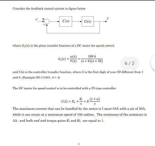 Solved Consider the feedback control system in figure below | Chegg.com