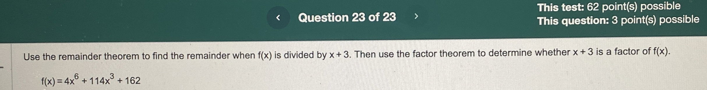 Solved Question 23 ﻿of 28This test: 62 ﻿point(s) | Chegg.com