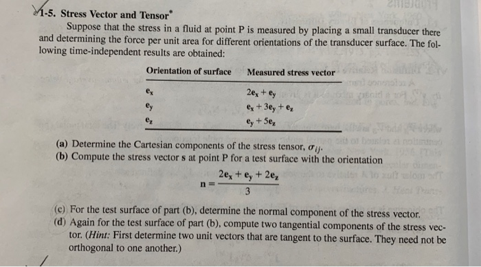 Solved 1-5. Stress Vector and Tensor Suppose that the stress | Chegg.com