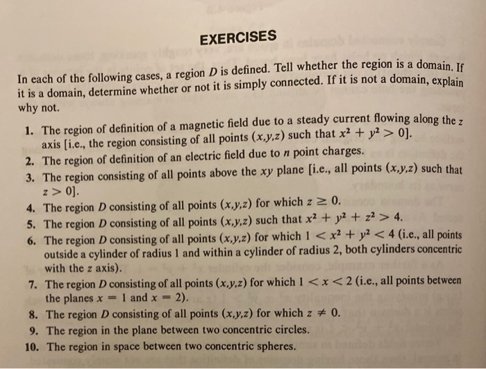 Solved EXERCISES In each of the following cases, a region D | Chegg.com