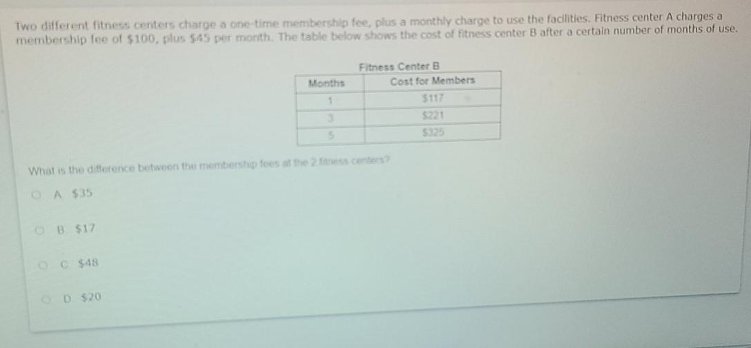 Answered: A gym charges $45 per month and a $75…