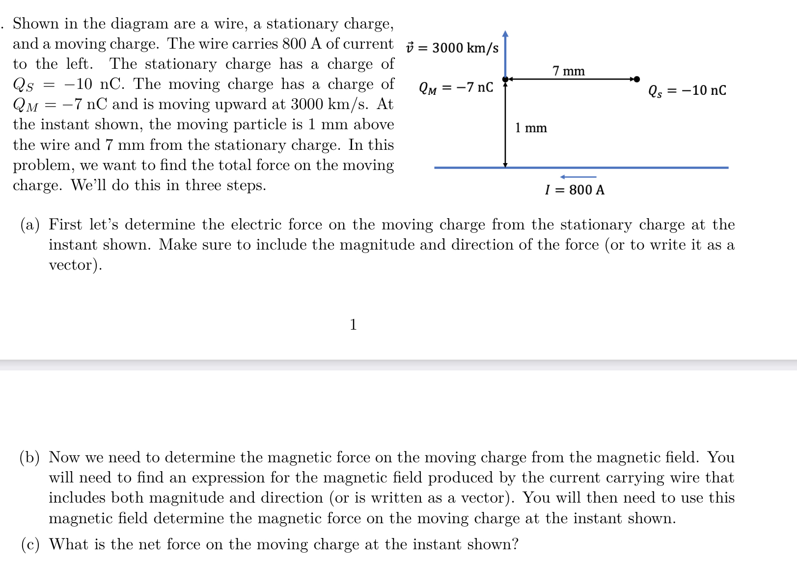 Solved Shown in the diagram are a wire, a stationary charge, | Chegg.com
