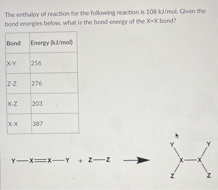 Solved The Enthalpy Of Reaction For The Following Reaction | Chegg.com