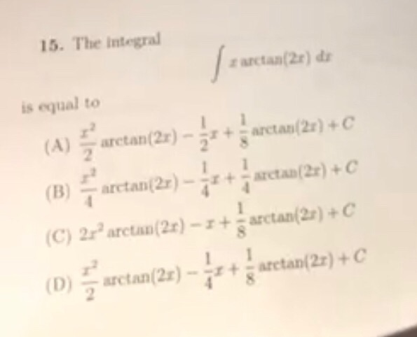 Solved 15 The Integral Tan 2x Di Is Equal To A Chegg Com