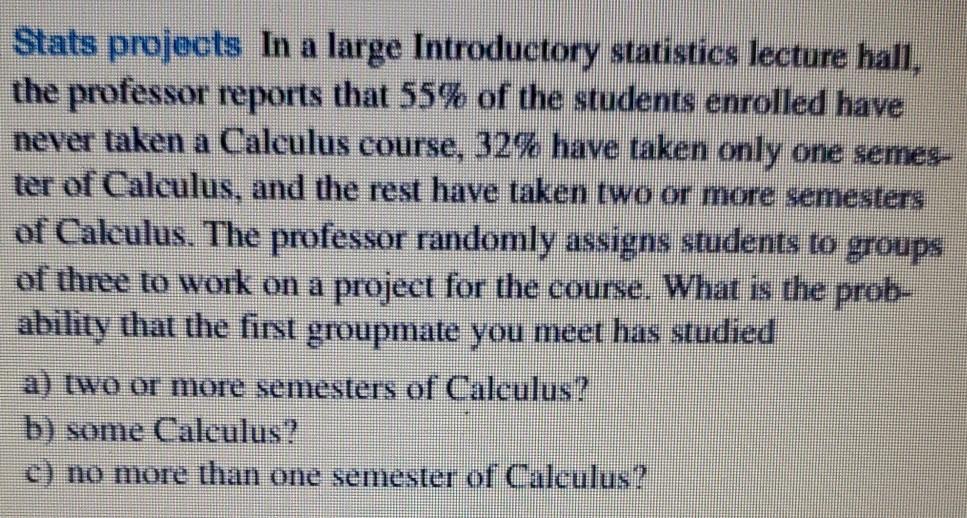 Solved Stats projects In a large Introductory statistics | Chegg.com