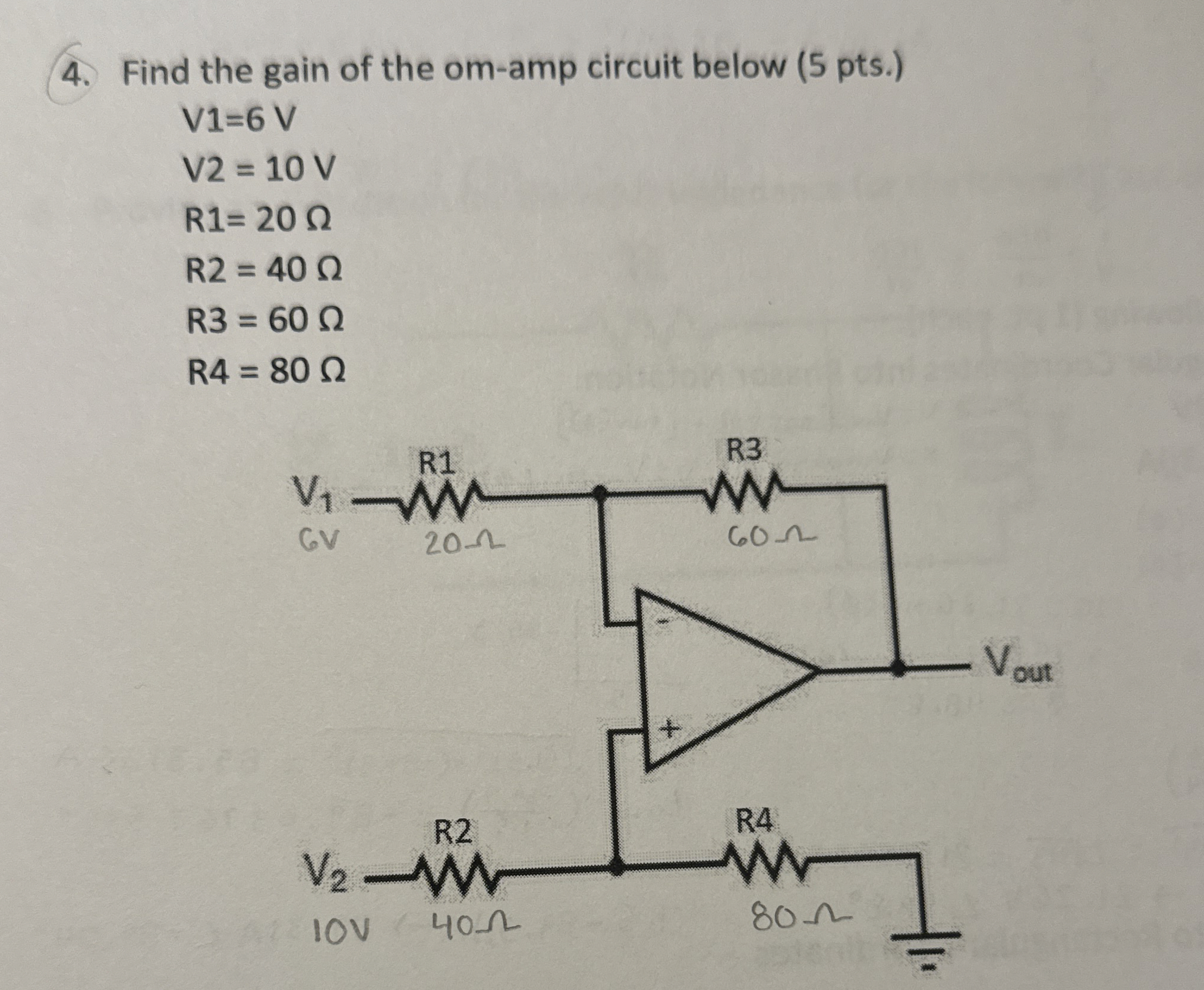 Find the gain of the omamp circuit below