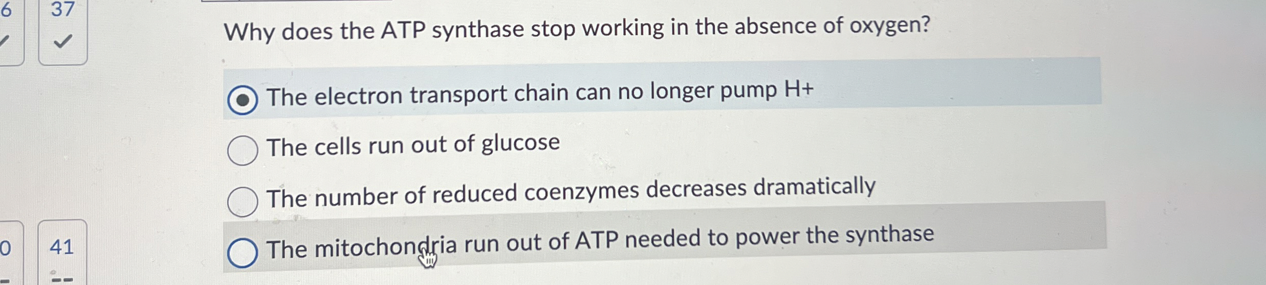 Solved Why does the ATP synthase stop working in the absence