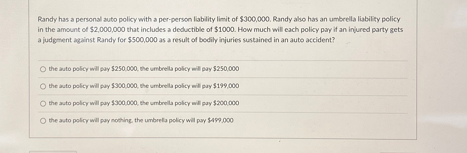 Solved Randy has a personal auto policy with a per-person | Chegg.com