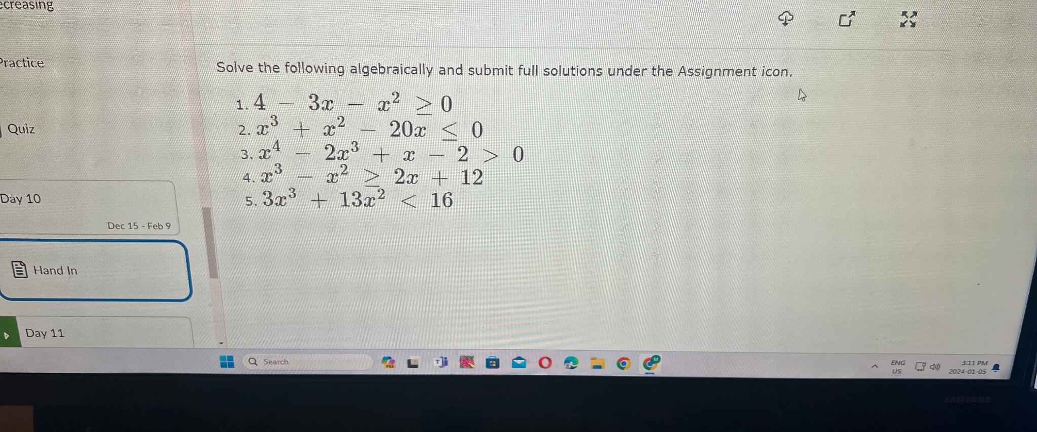 solve the inequality x 3 )- 3x 2 )- x 3 0