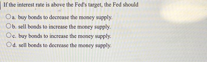 Solved If The Interest Rate Is Above The Fed's Target, The | Chegg.com