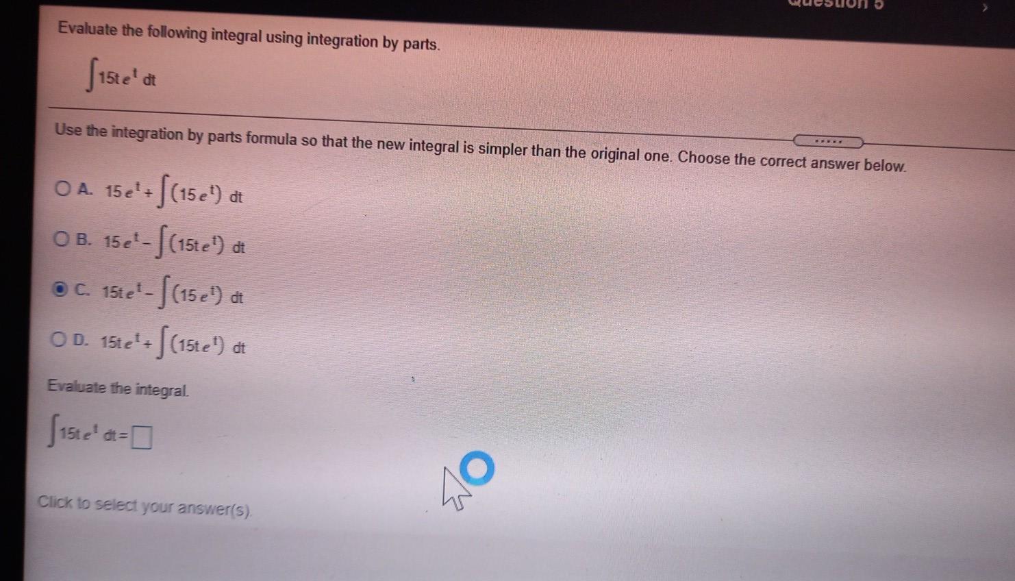 Solved Evaluate the following integral using integration by | Chegg.com