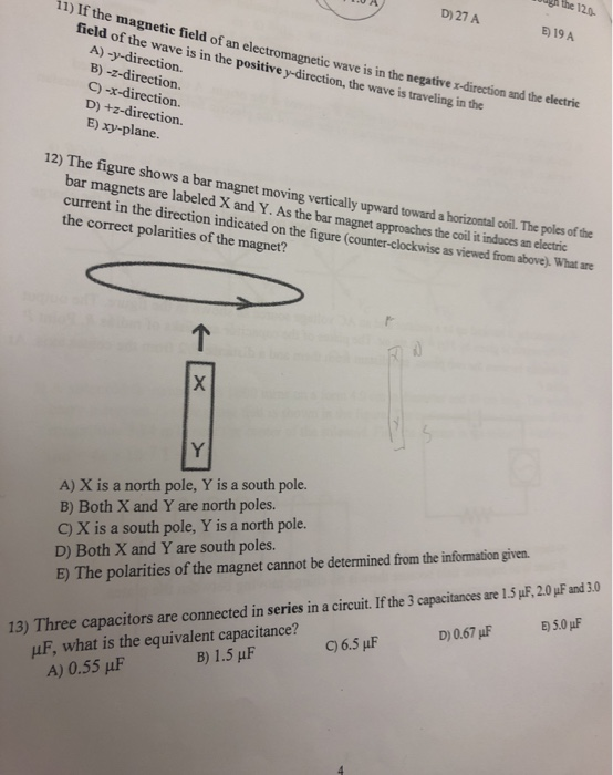 Solved Lug The 12 D 27 A E 19 A If The Magnetic Field Chegg Com