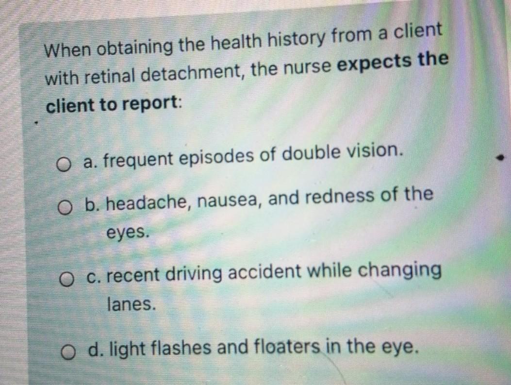 Solved When obtaining the health history from a client with | Chegg.com