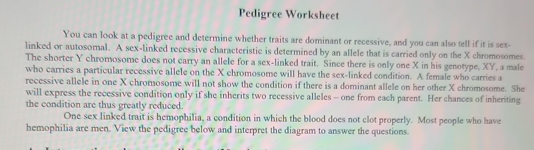 Solved You can look at a pedigree and determine whether | Chegg.com