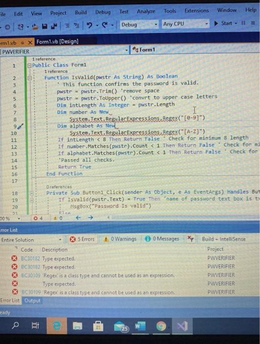 Solved Help! whats wrong with my code? with is for a visual | Chegg.com