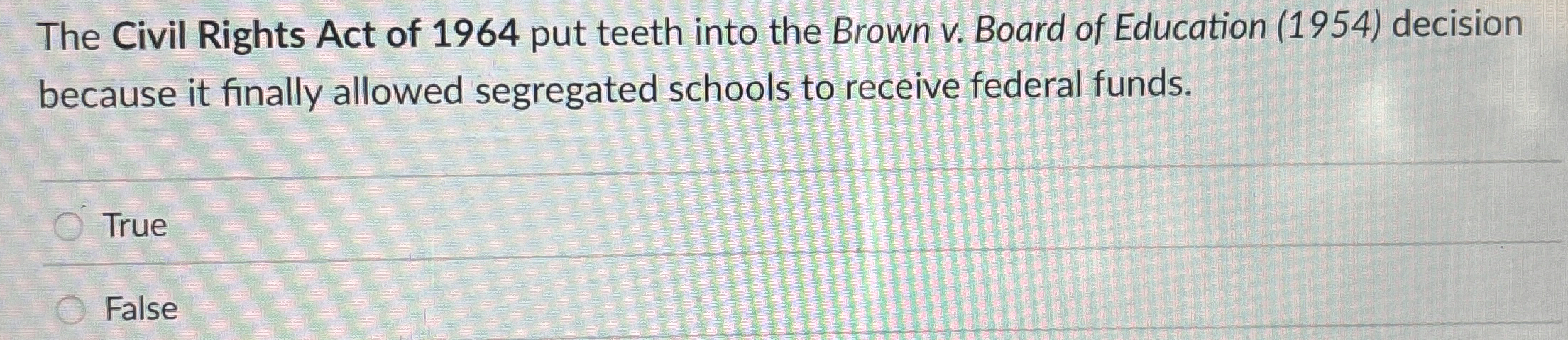 Solved The Civil Rights Act of 1964 ﻿put teeth into the | Chegg.com