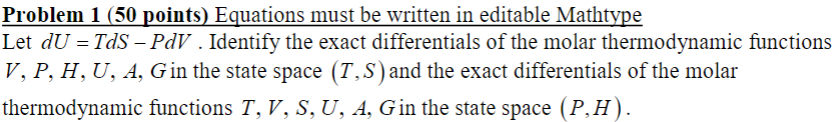 Solved Problem 1 ( 50 ﻿points) ﻿Equations must be ﻿written | Chegg.com