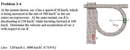 Solved At The Instant Shown Car A Has A Speed Of Km H Chegg Com