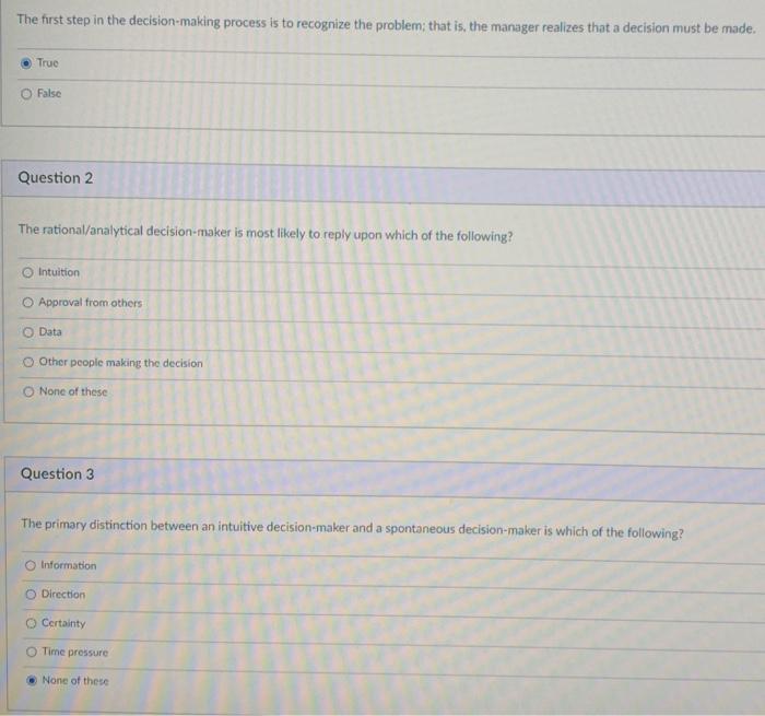 Solved The first step in the decision-making process is to | Chegg.com