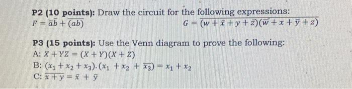 Solved P2 (10 points): Draw the circuit for the following | Chegg.com