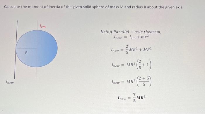 how to find moment of inertia given mass and radius