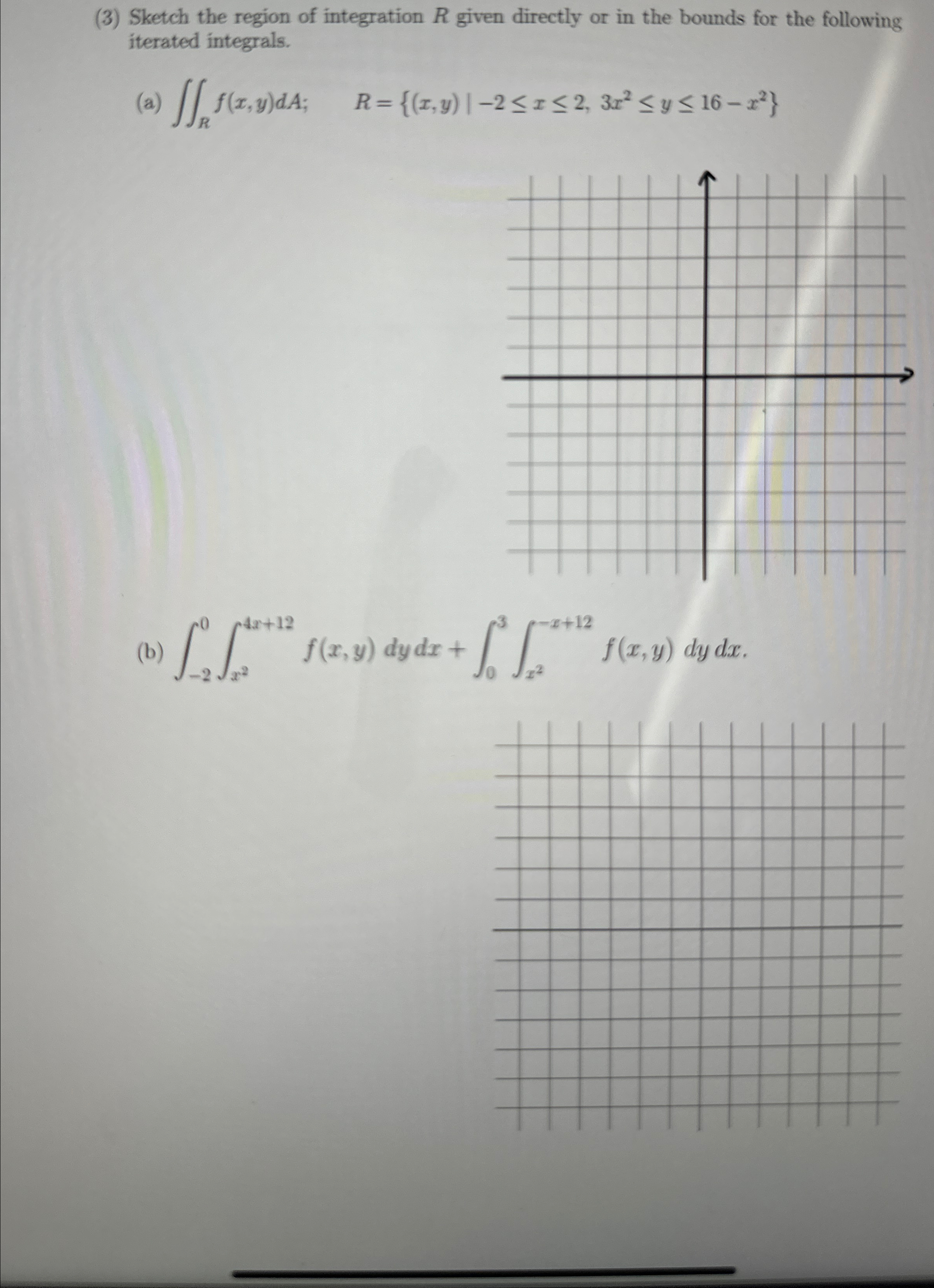 Solved (3) ﻿Sketch the region of integration R ﻿given | Chegg.com