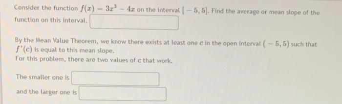 Solved 3) Consider the function and find the average or mean | Chegg.com