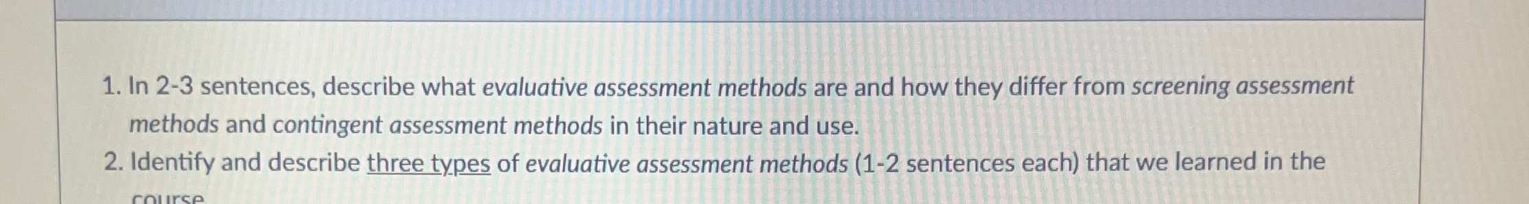 Solved In 2-3 ﻿sentences, Describe What Evaluative | Chegg.com