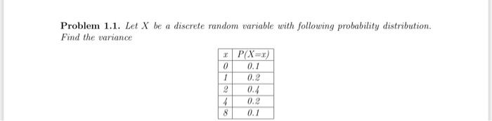 Solved Problem 1.1. Let X be a discrete random variable with | Chegg.com