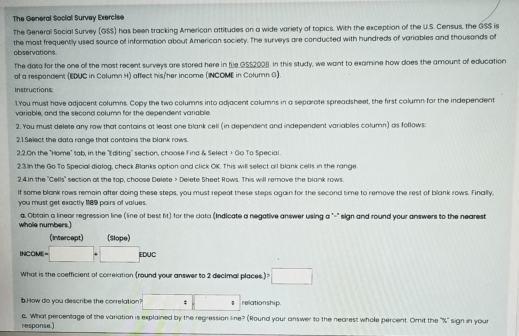 Solved The General Soclal Survey Exerclse The General Social