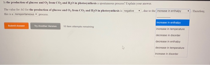 Solved Is the production of glucose and O2 from CO, and II 
