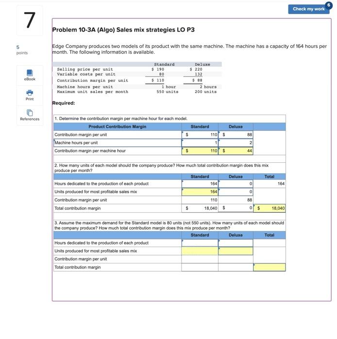 Solved Problem 10-3A (Algo) Sales mix strategies LO P3 Edge | Chegg.com