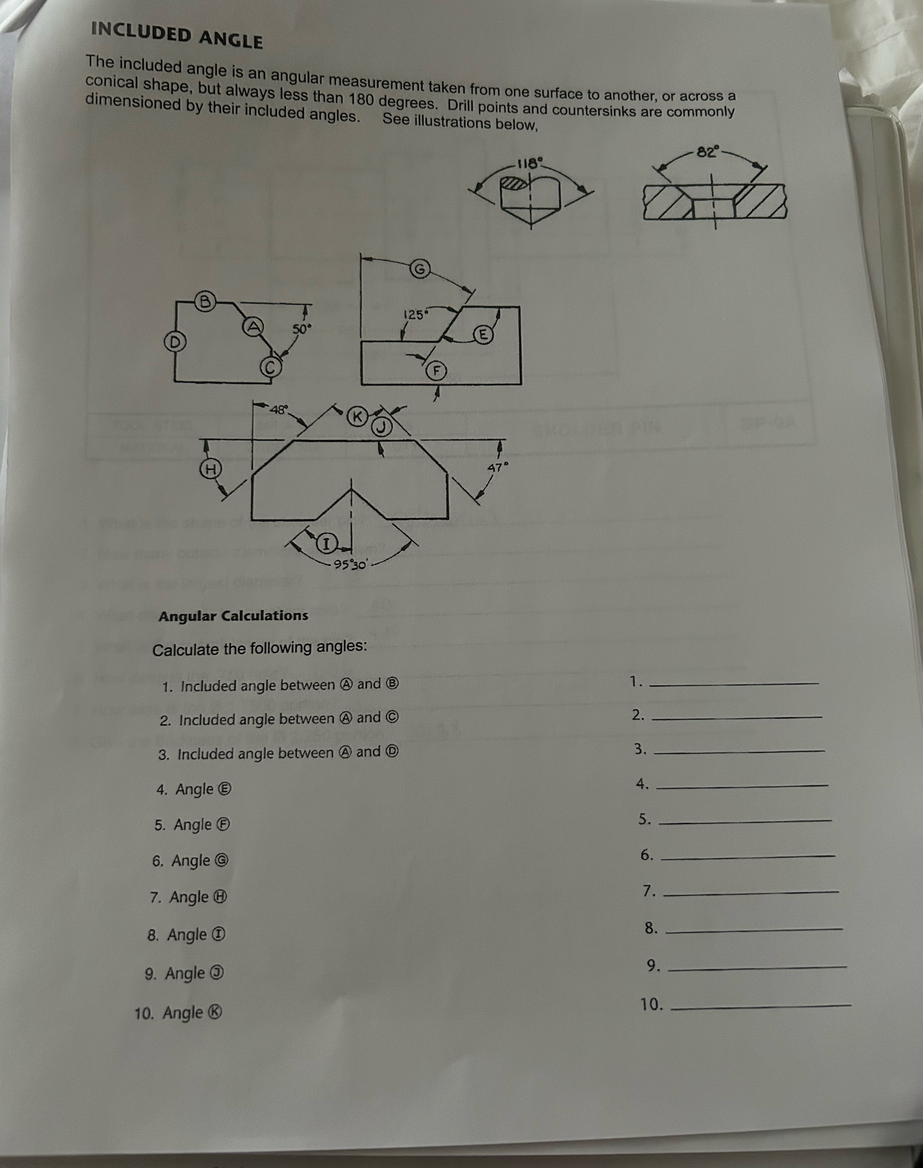 Solved INCLUDED ANGLEThe included angle is an angular | Chegg.com