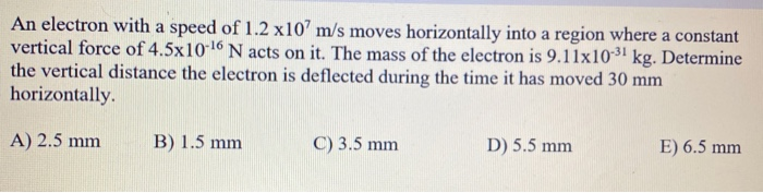 Solved An electron with a speed of 1.2 x10 m/s moves | Chegg.com