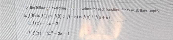 Solved For The Following Exercises, Find The Values For Each | Chegg.com