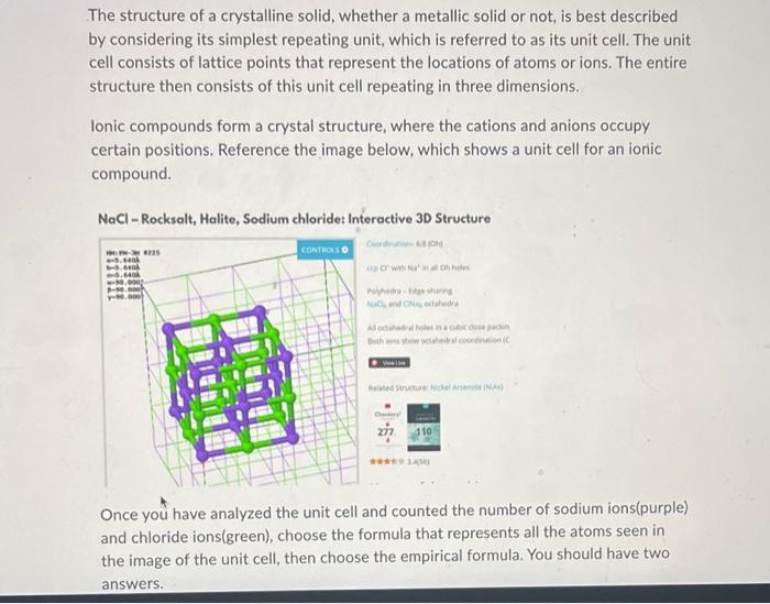 Solved The structure of a crystalline solid, whether a | Chegg.com