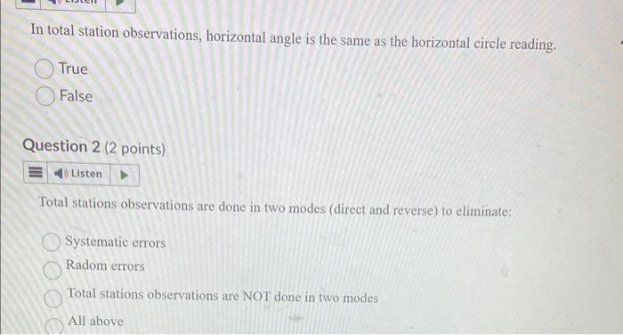 Solved In total station observations, horizontal angle is | Chegg.com