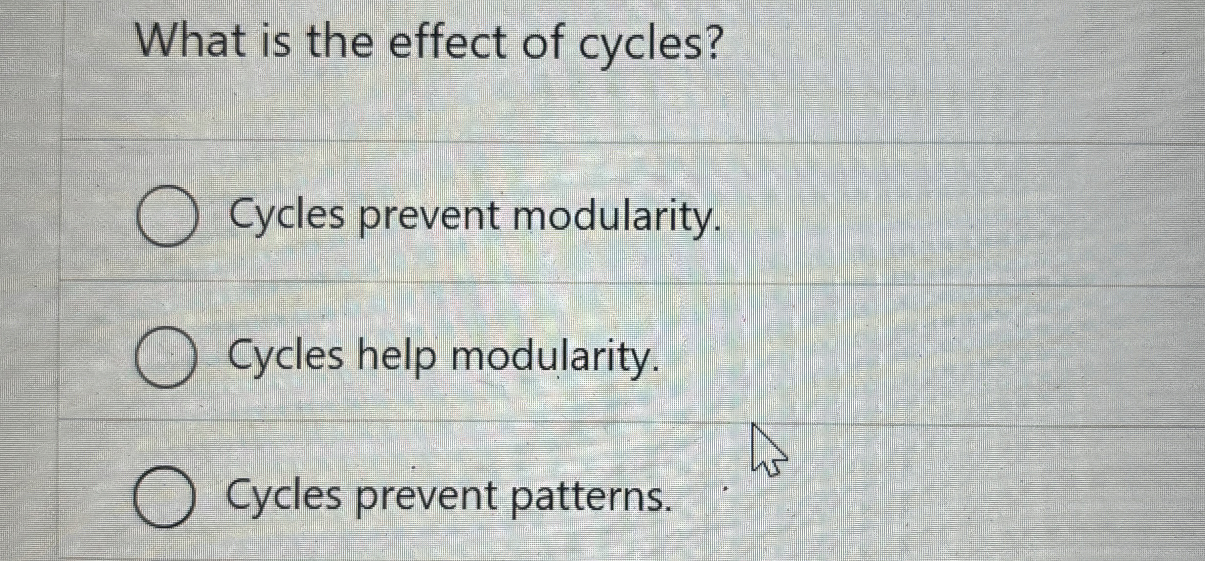 Solved What is the effect of cycles?Cycles prevent | Chegg.com
