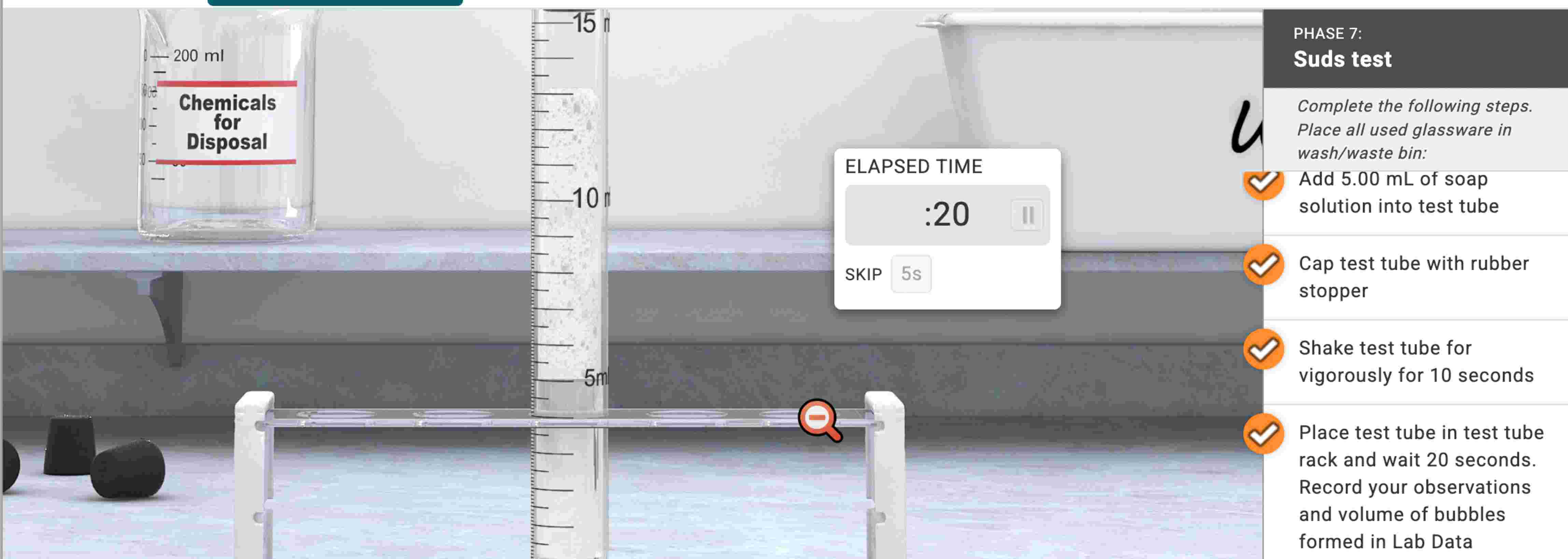 Solved Place test tube in test tube rack and wait 20 | Chegg.com