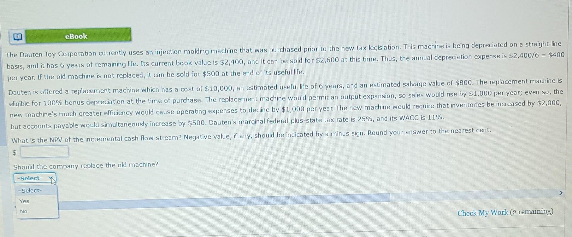 Solved eBook The Dauten Toy Corporation currently uses an