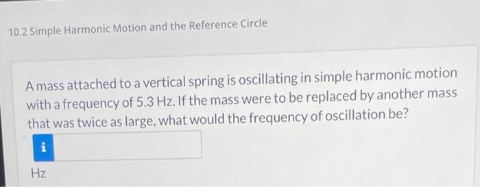 Solved 10.2 Simple Harmonic Motion and the Reference Circle | Chegg.com