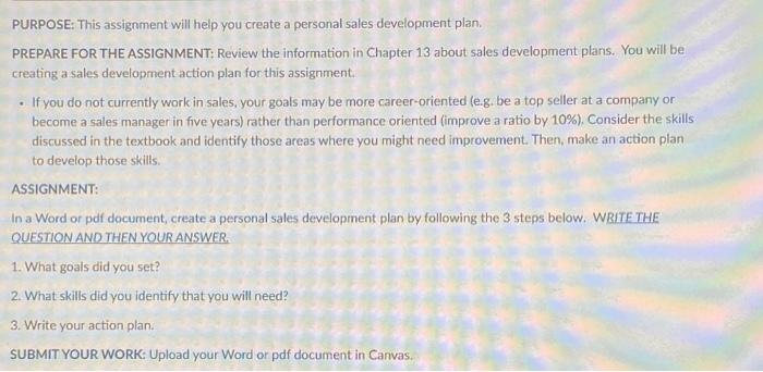 Solved PURPOSE: This assignment will help you create a | Chegg.com