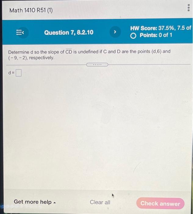 Solved Math 1410 R51 (1) Question 7, 8.2.10 HW Score: 37.5%, | Chegg.com