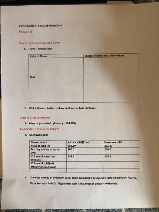 experiment 1 basic laboratory operations answers